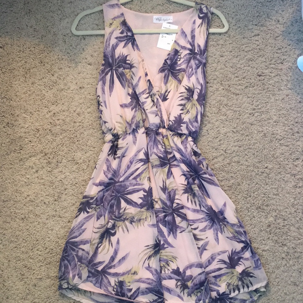 Pink & Purple Tropical Mini Dress